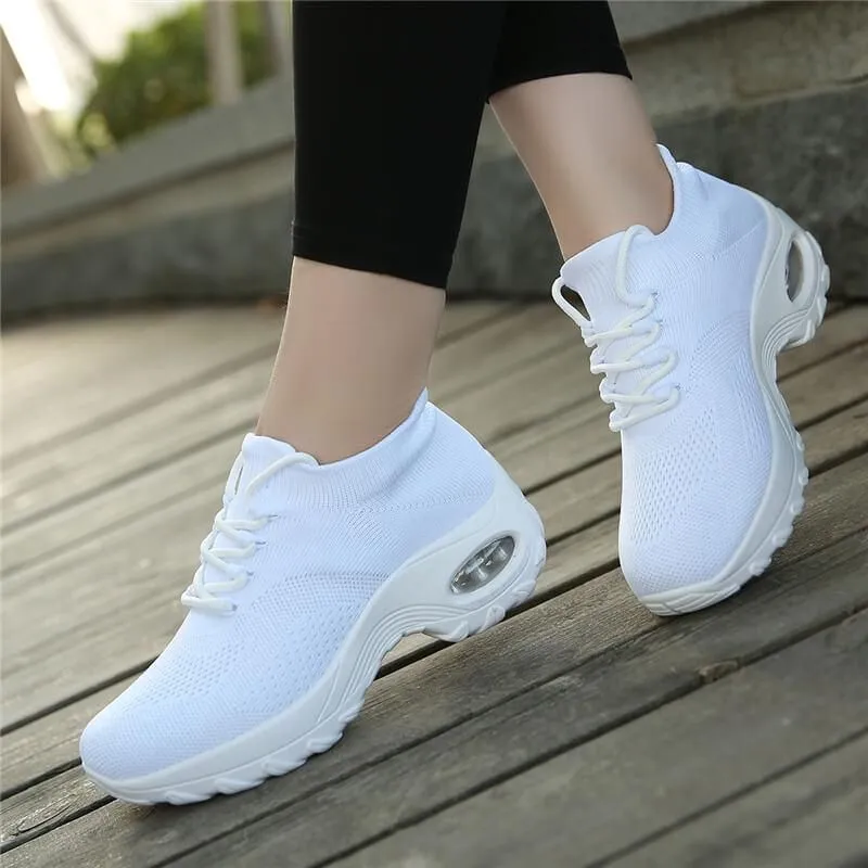 Premium Lace Up Walking Running Shoes Platform Sneakers for Women, 8 colors