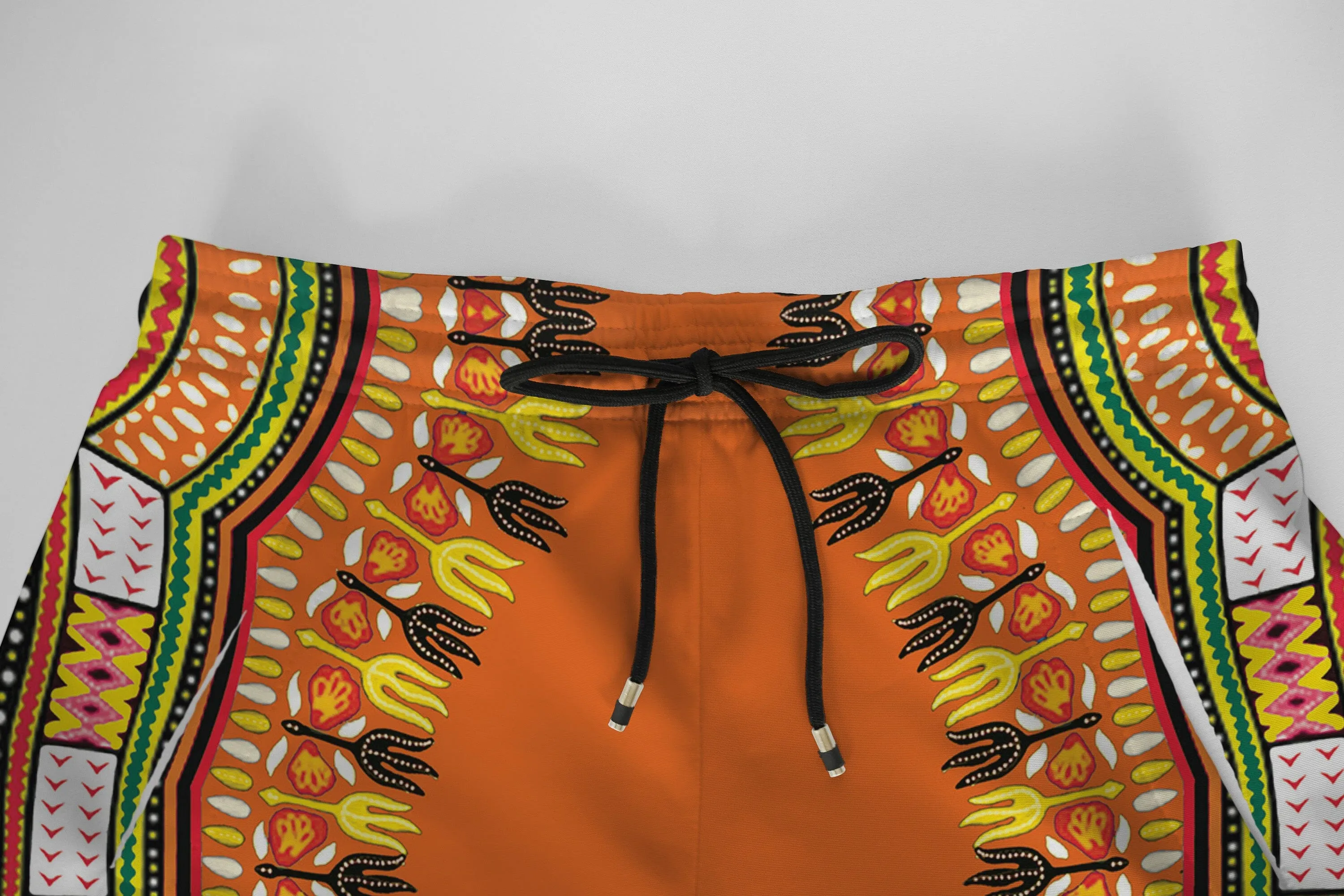 Printed Dashiki In Orange Joggers