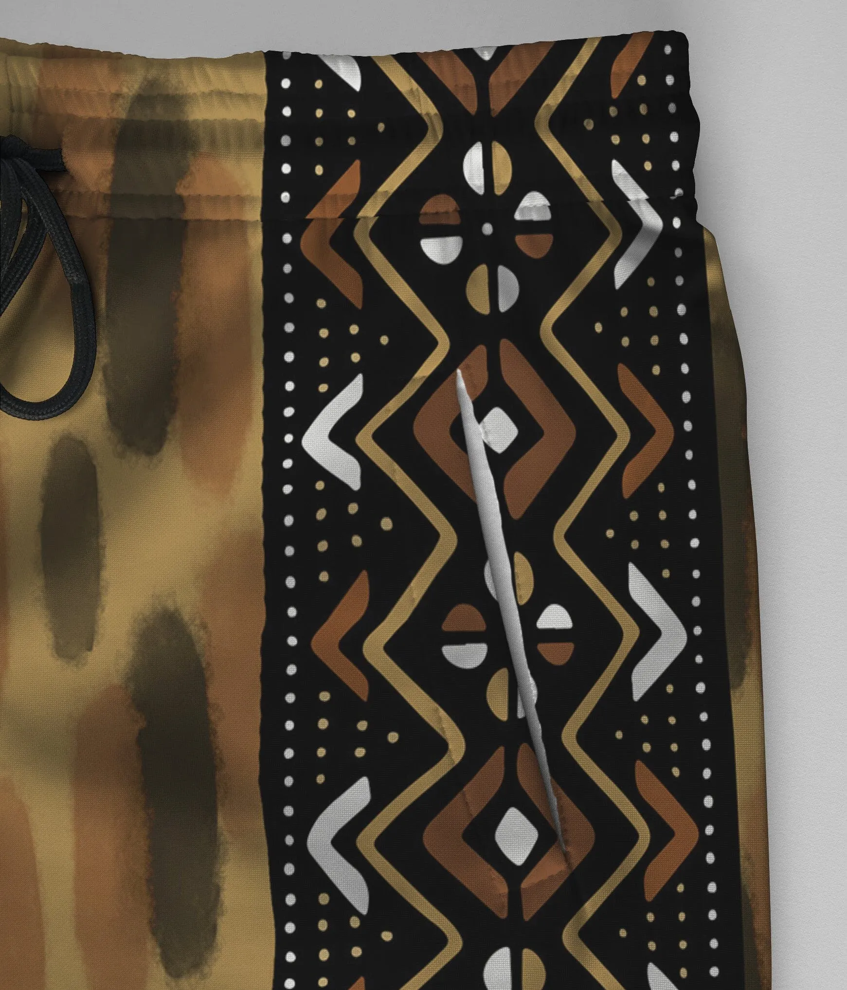 Printed Mud Cloth and Adinkra Symbol Joggers