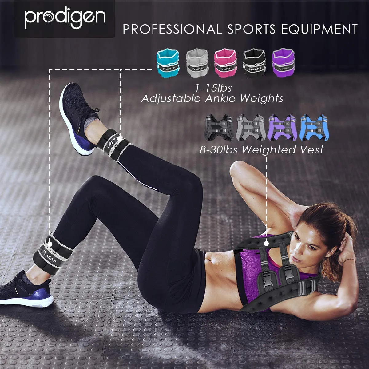 Prodigen 1 Pair 1 2 3.5 4 5 7 7.5 10 15 Lbs Adjustable Ankle Weights Set for Men Women Kids Ankle Wrist Weight for Walking, Jogging, Gymnastics