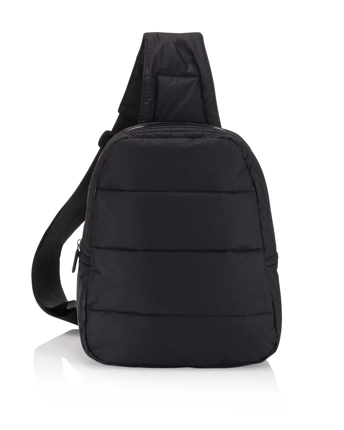 Puffer Crossbody Backpack in Black