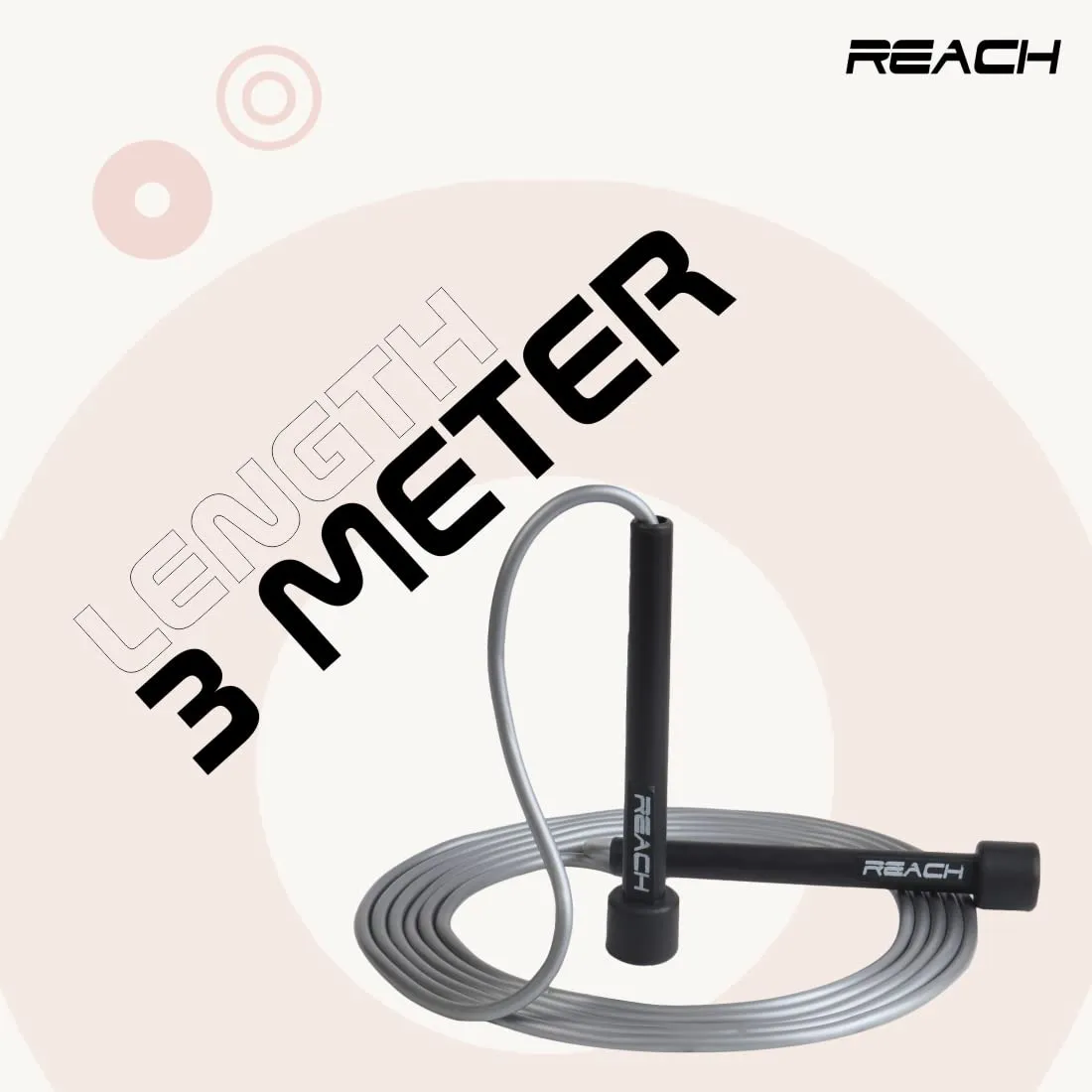 Reach Skipping Rope for Men, Women & Children | Jumping Rope for Exercise, Workout & Weight loss | Best for Home gym| Premium and tangle free Jumping rope (Black)