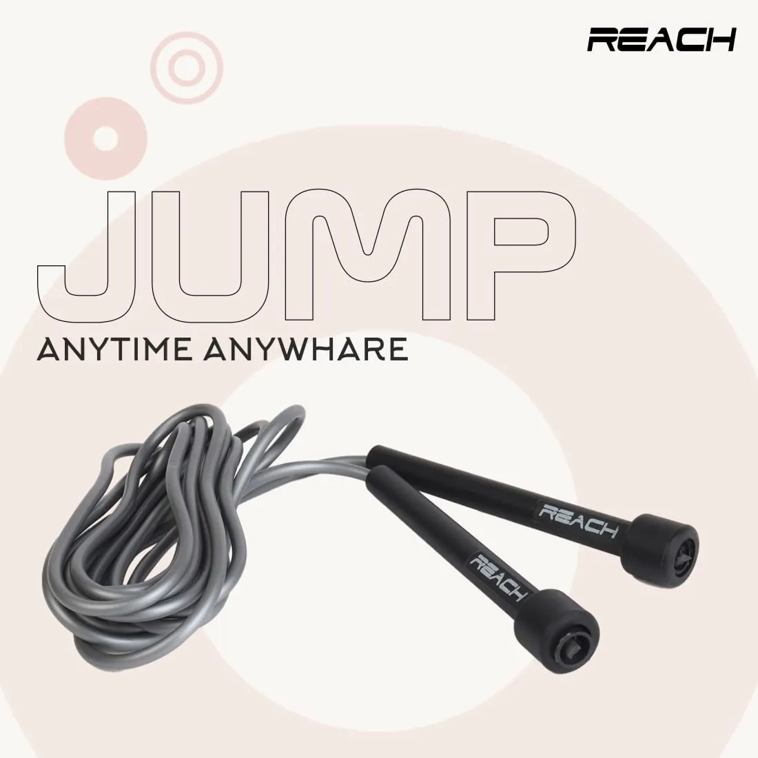 Reach Skipping Rope for Men, Women & Children | Jumping Rope for Exercise, Workout & Weight loss | Best for Home gym| Premium and tangle free Jumping rope (Black)