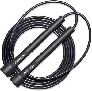 Reach Skipping Rope for Men, Women & Children | Jumping Rope for Exercise, Workout & Weight loss | Best for Home gym| Premium and tangle free Jumping rope (Black)