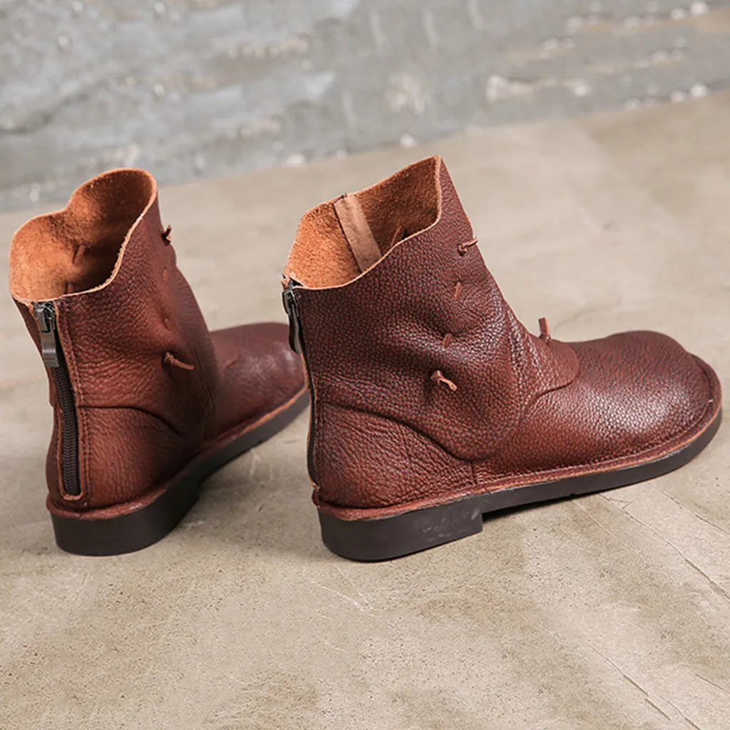 Retro Handmade Leather Casual Short Boots | Gift Shoes