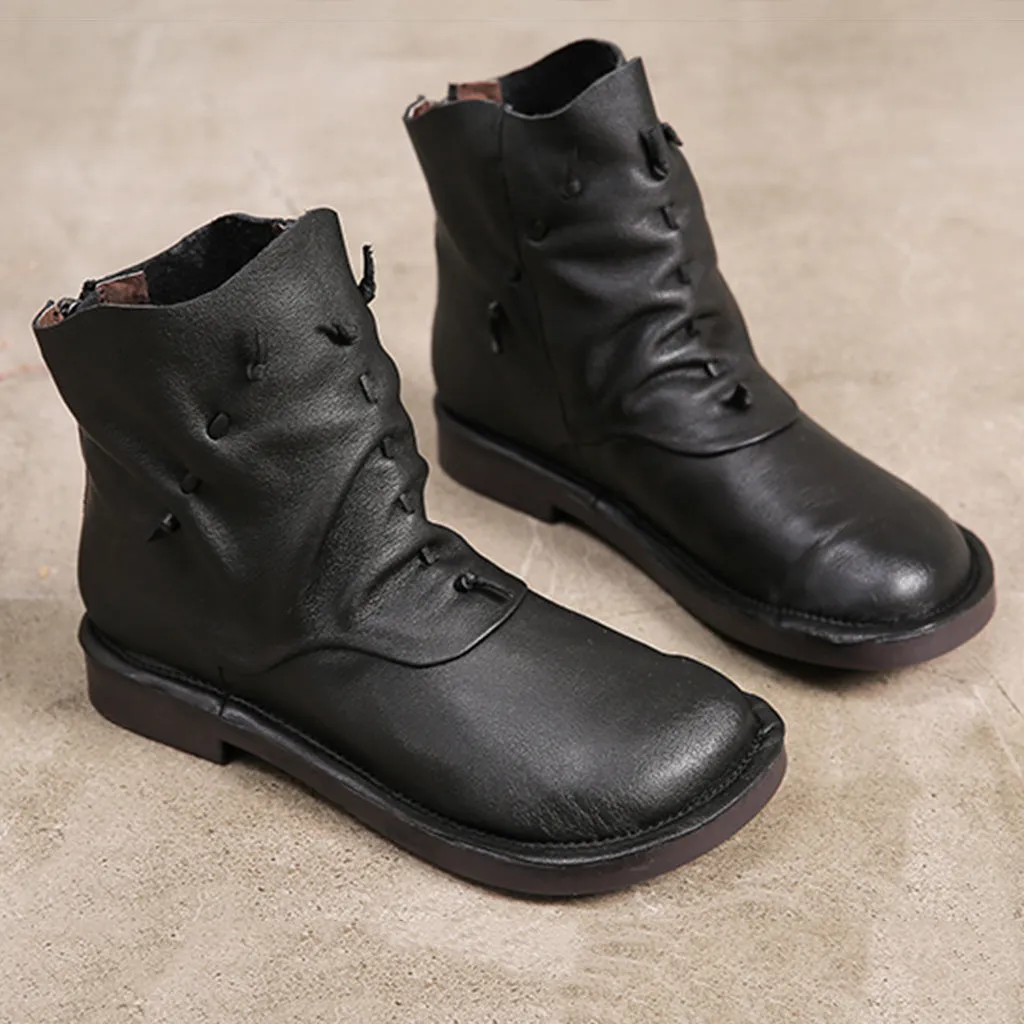 Retro Handmade Leather Casual Short Boots | Gift Shoes