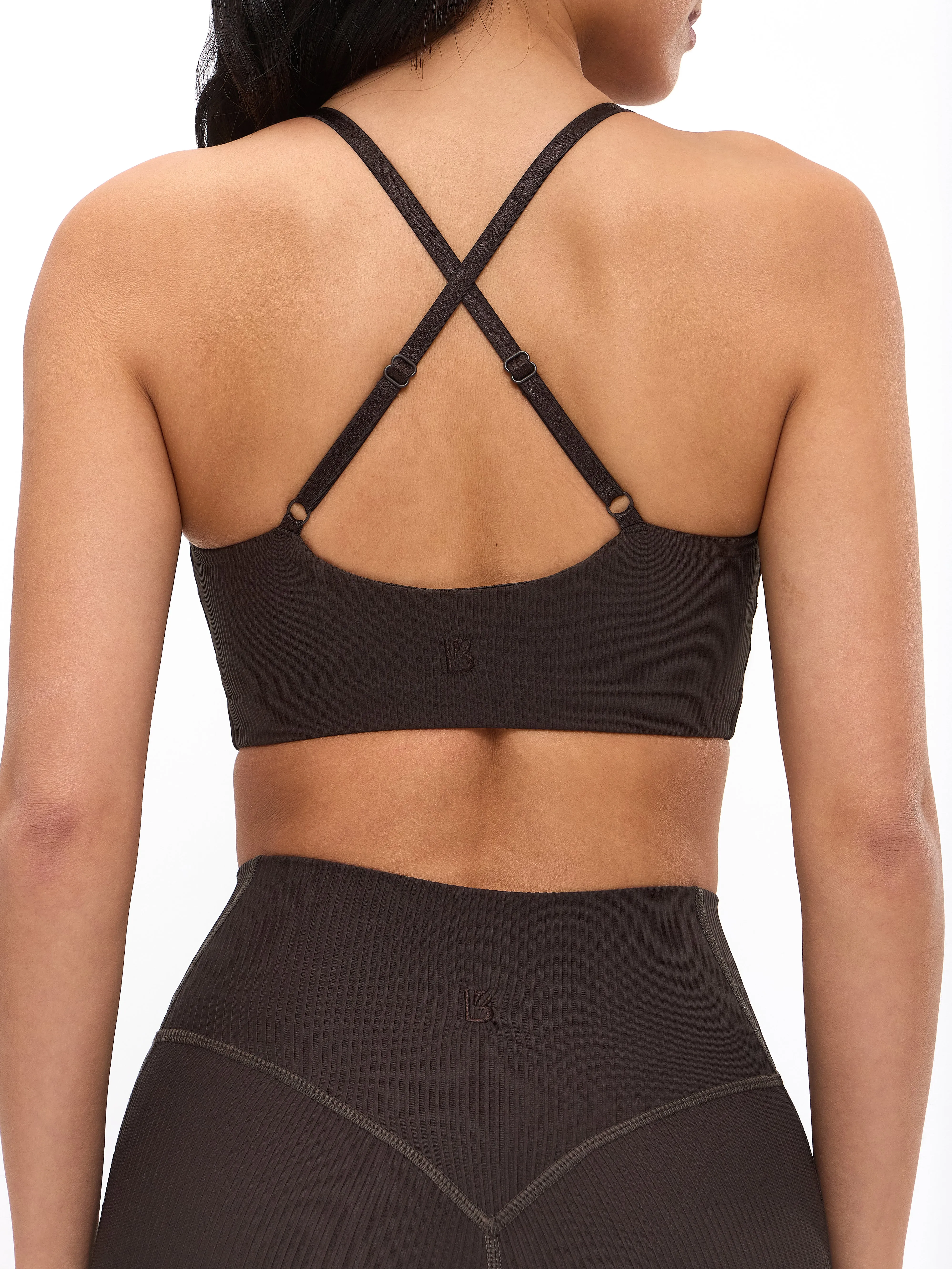 Ribbed Notch Sports Bra - Cold Brew