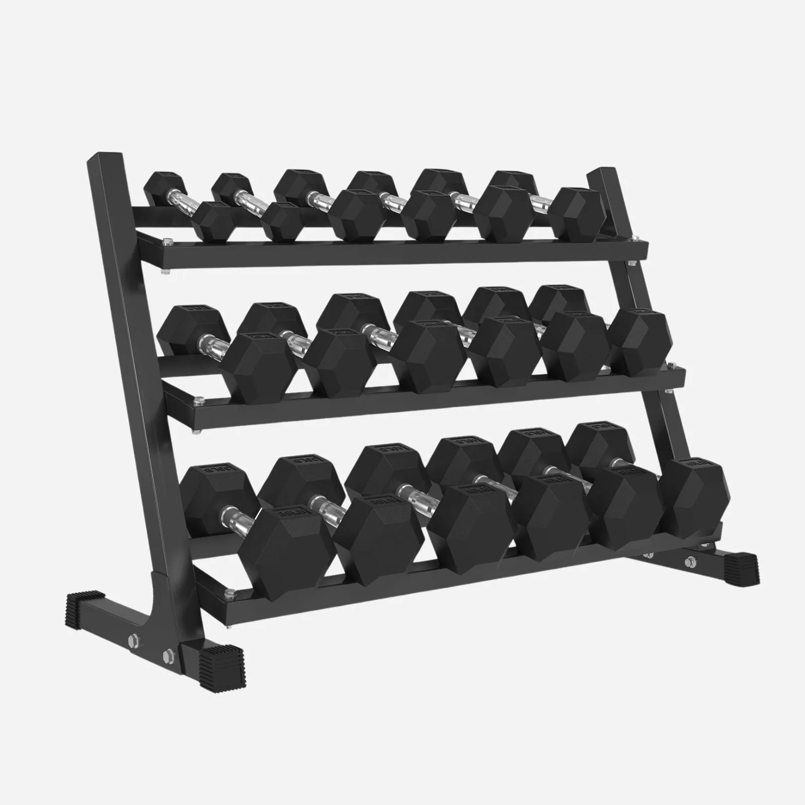 Rubber Hex Dumbbell Set with Racks