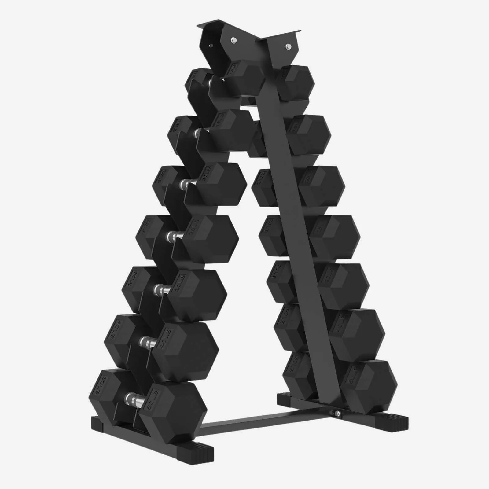 Rubber Hex Dumbbell Set with Racks