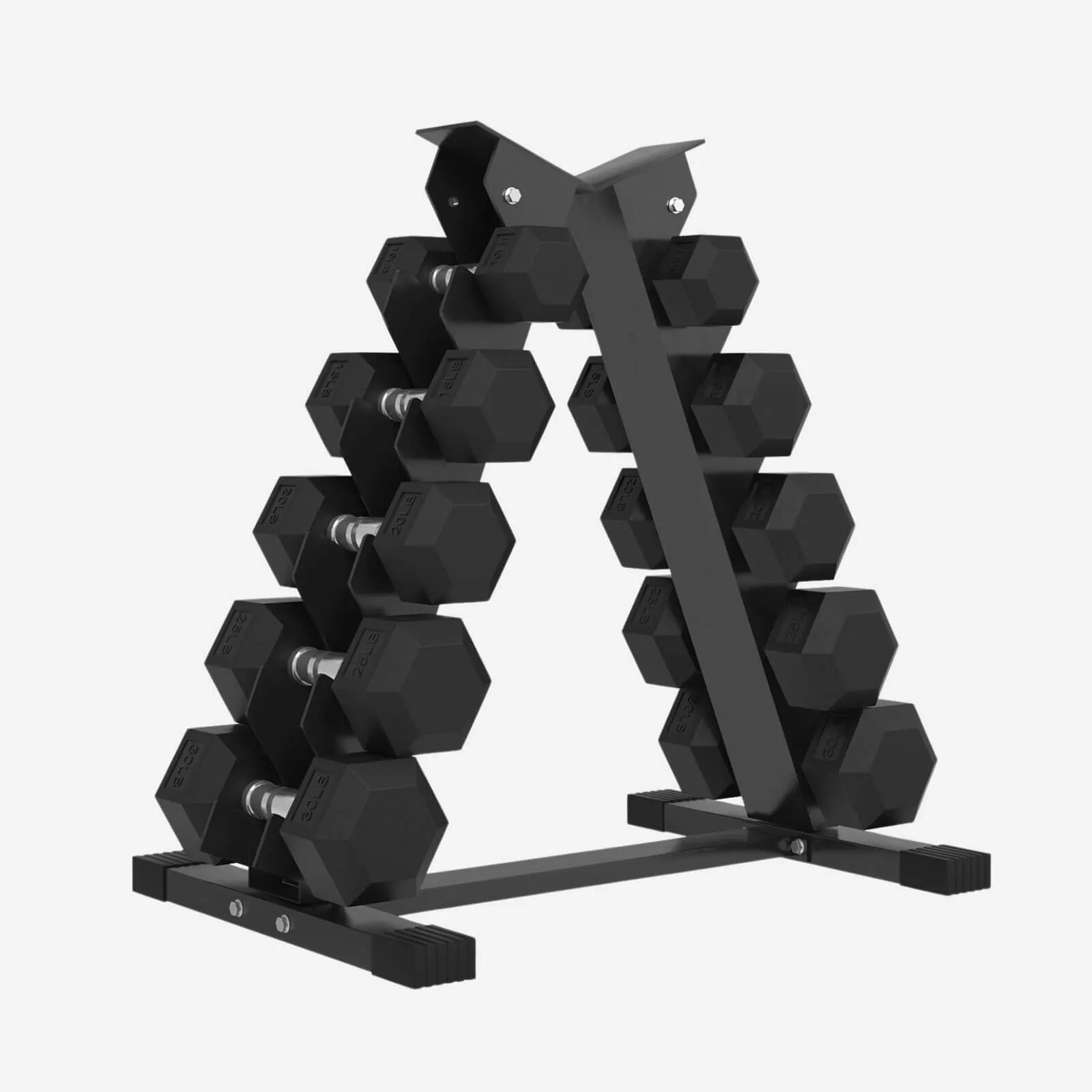 Rubber Hex Dumbbell Set with Racks