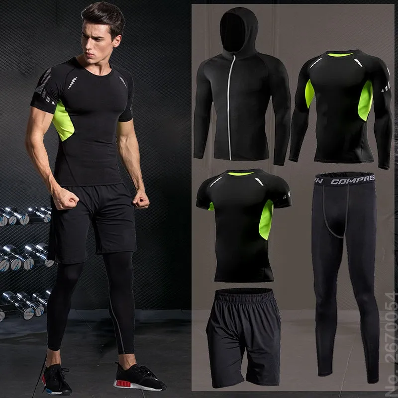 Running Set for Men Sports Suits Tight Sportswear Jogging Training Clothing Fitness Compression Gym Tracksuit MMA