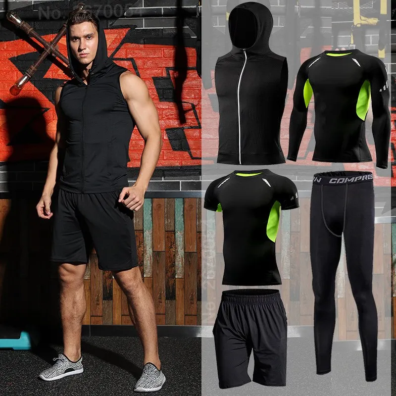 Running Set for Men Sports Suits Tight Sportswear Jogging Training Clothing Fitness Compression Gym Tracksuit MMA