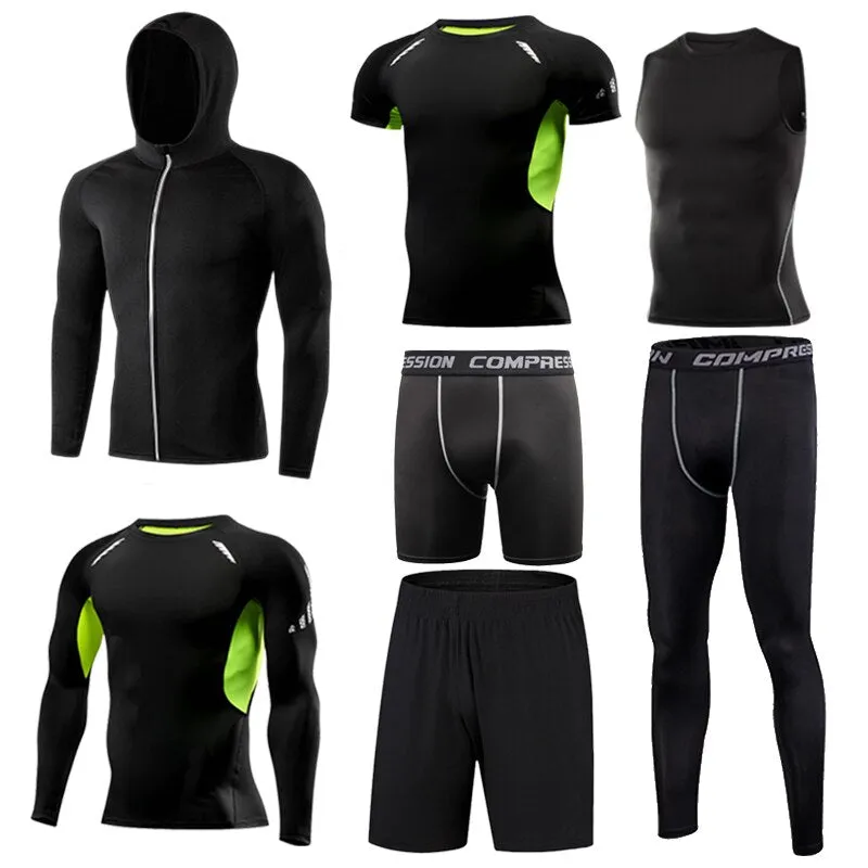 Running Set for Men Sports Suits Tight Sportswear Jogging Training Clothing Fitness Compression Gym Tracksuit MMA