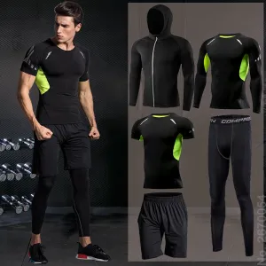 Running Set for Men Sports Suits Tight Sportswear Jogging Training Clothing Fitness Compression Gym Tracksuit MMA