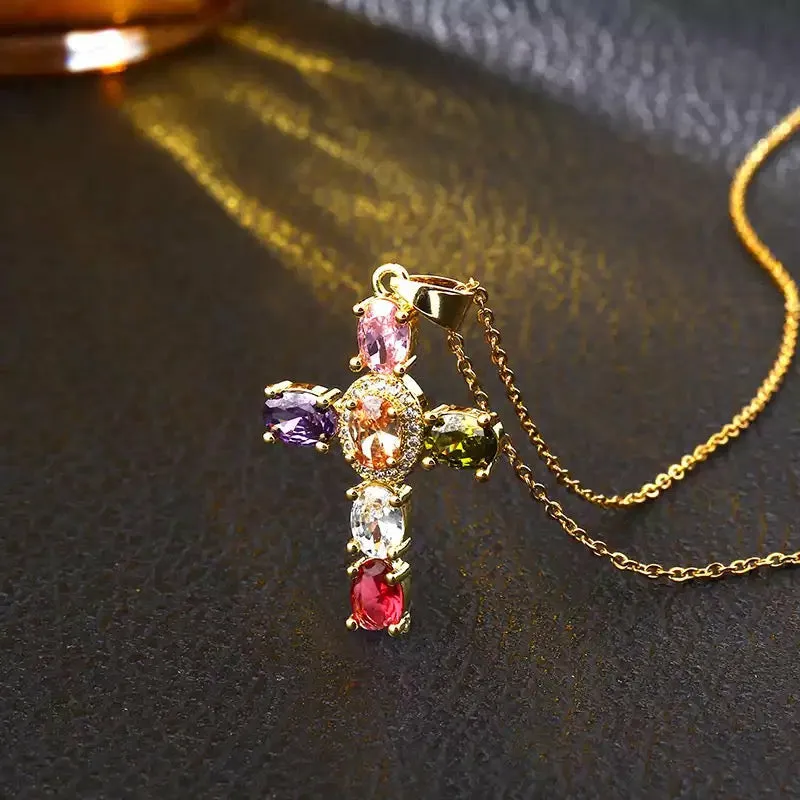 Sarah Zircon Cross Necklace