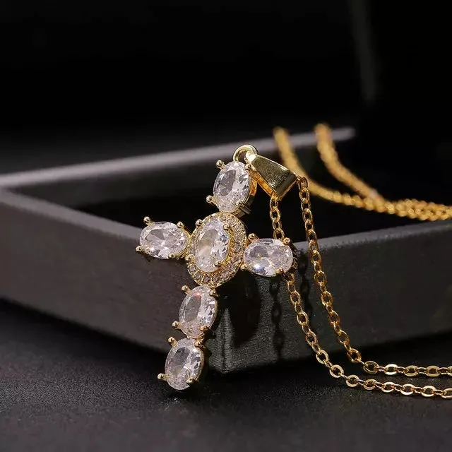 Sarah Zircon Cross Necklace