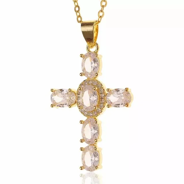 Sarah Zircon Cross Necklace