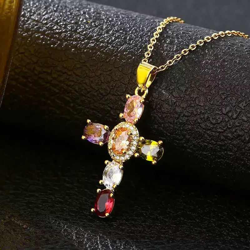 Sarah Zircon Cross Necklace