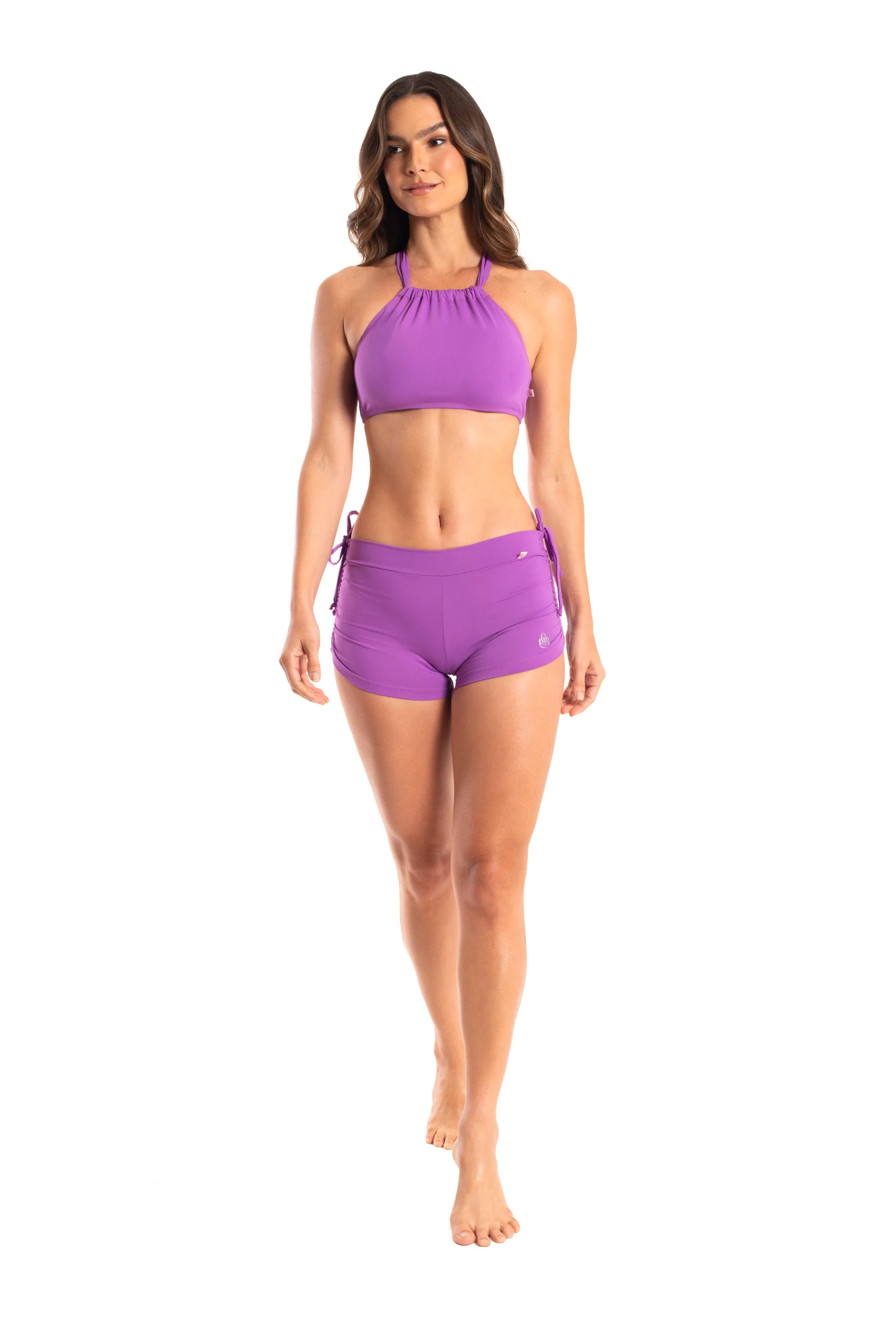 Side String Shorts, Amethyst, Supplex Demi Compression