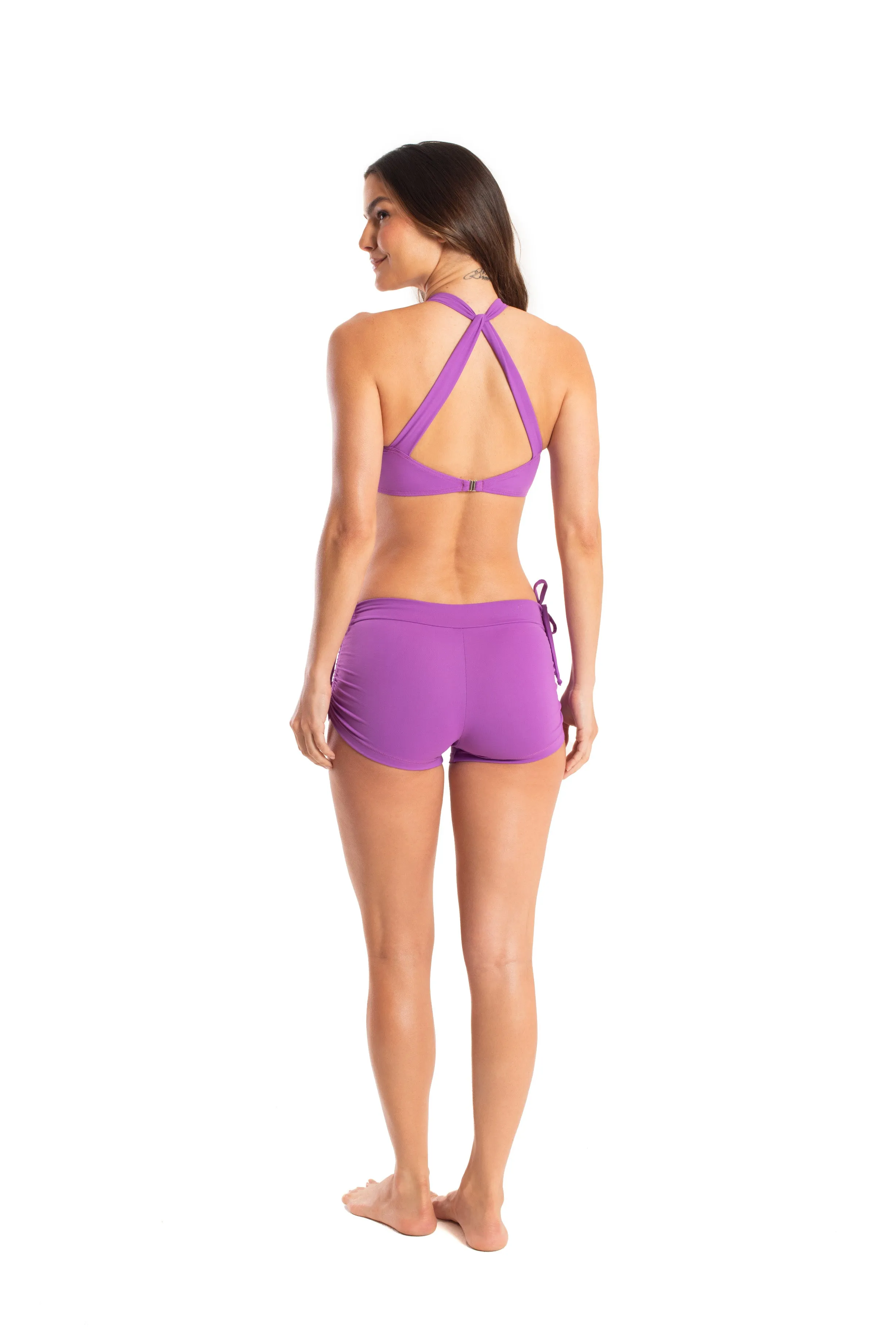 Side String Shorts, Amethyst, Supplex Demi Compression