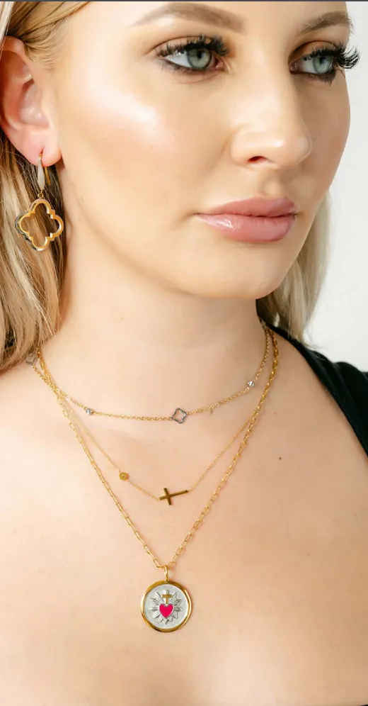 Sideways Cross Necklace (silver and Gold) -AMD