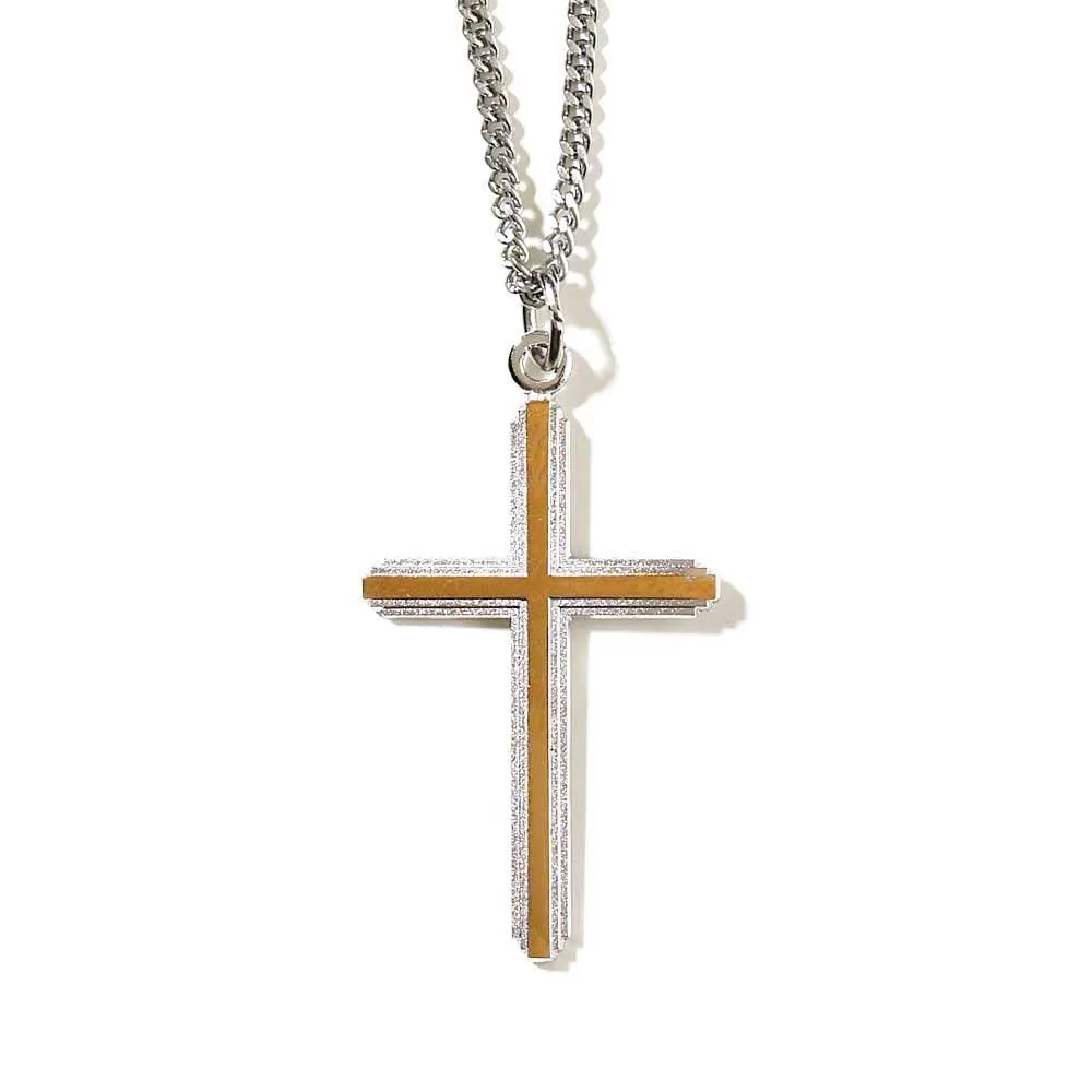 Silver And Gold Plated Cross Necklace