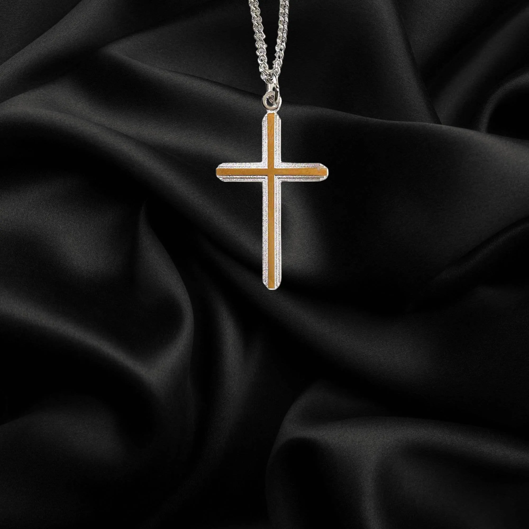 Silver And Gold Plated Cross Necklace