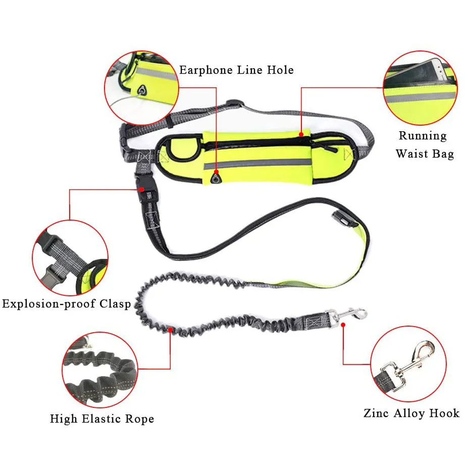 SOGA Yellow Adjustable Hands-Free Pet Leash Bag Dog Lead Walking Running Jogging Pet Essentials