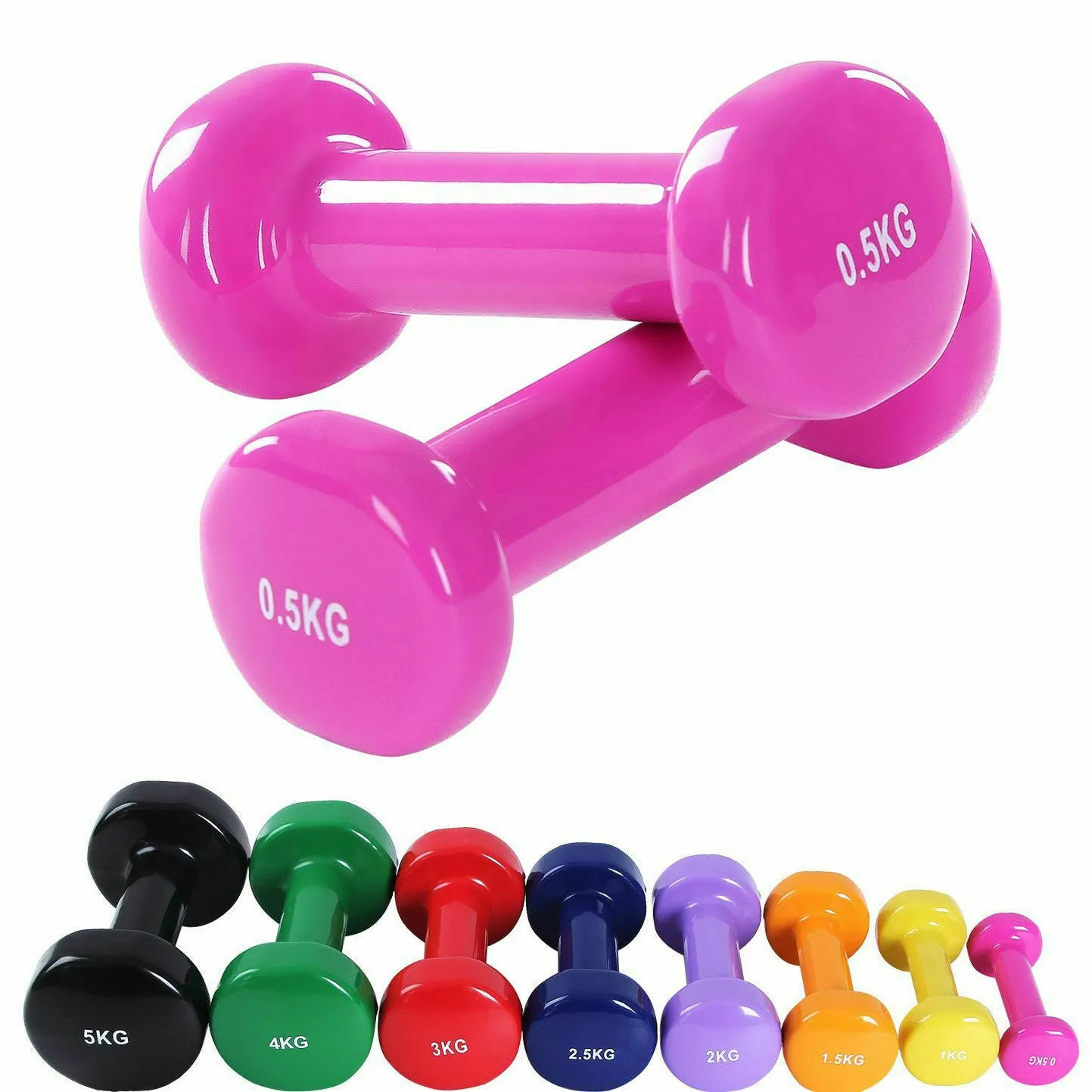 Solid Vinyl Dumbbell Pair 0.5Kg Pink