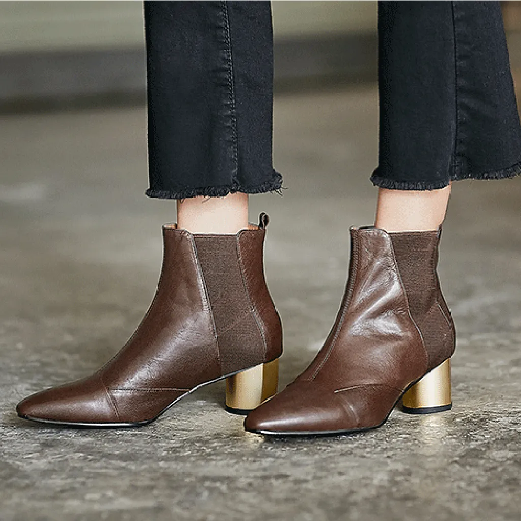 Spring Thick Heel Pointed Chelsea Boots 35-41