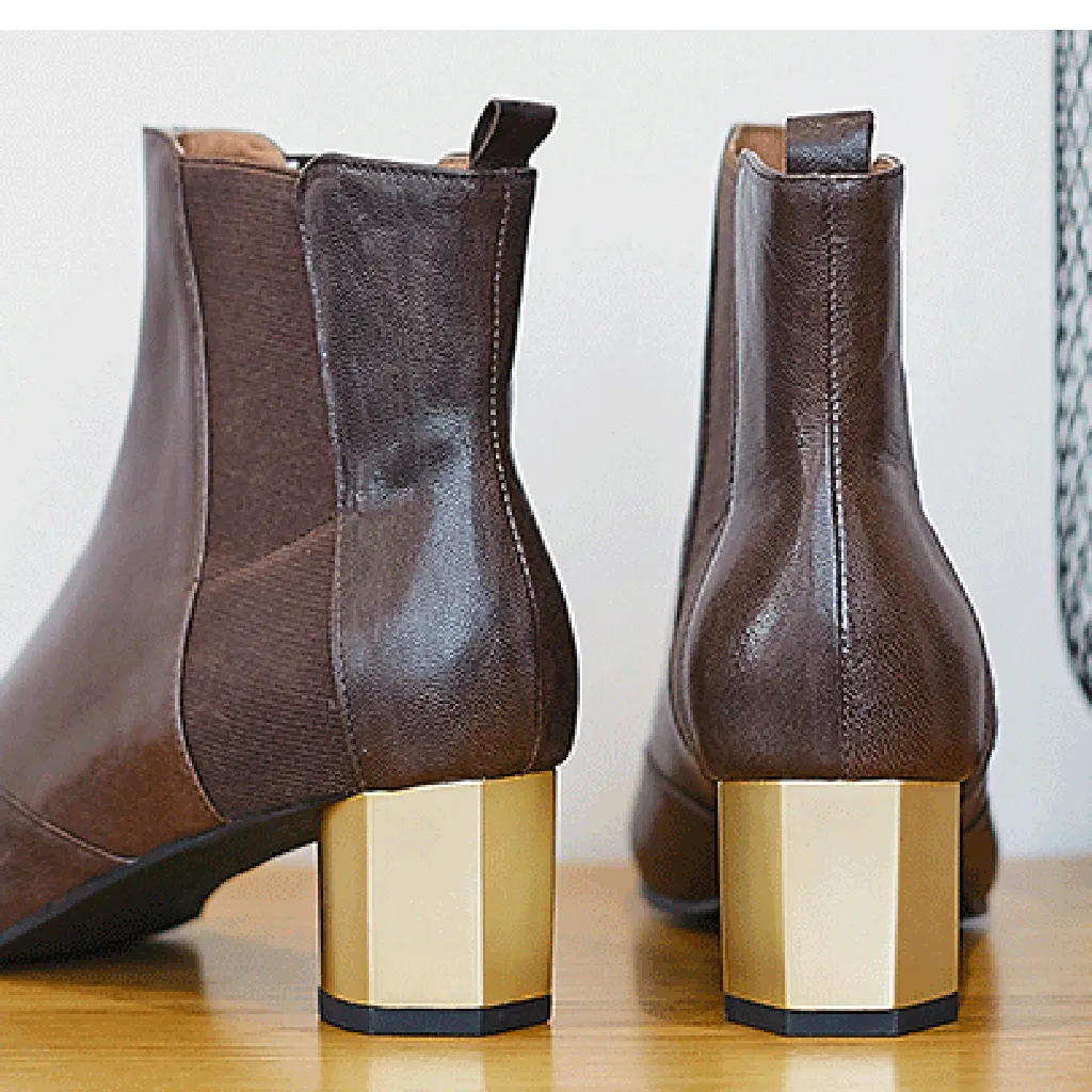 Spring Thick Heel Pointed Chelsea Boots 35-41