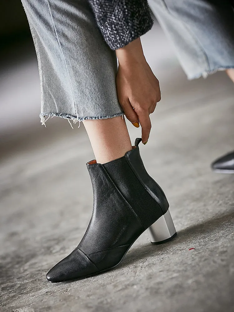 Spring Thick Heel Pointed Chelsea Boots 35-41