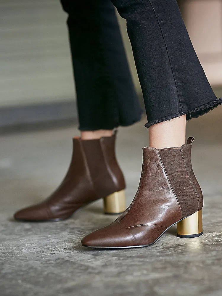 Spring Thick Heel Pointed Chelsea Boots 35-41