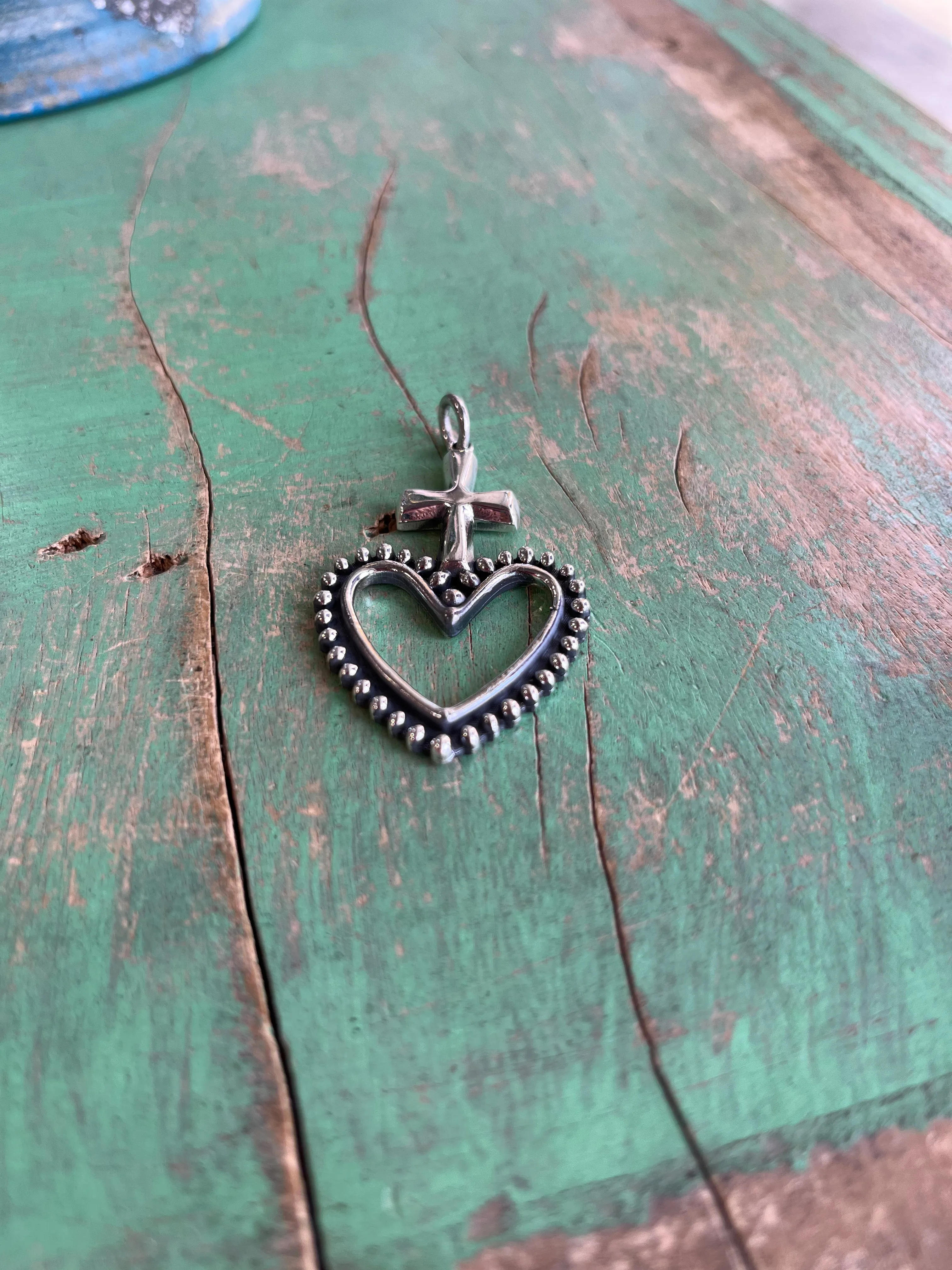 Sterling Silver Cross on the Hill Heart Pendant