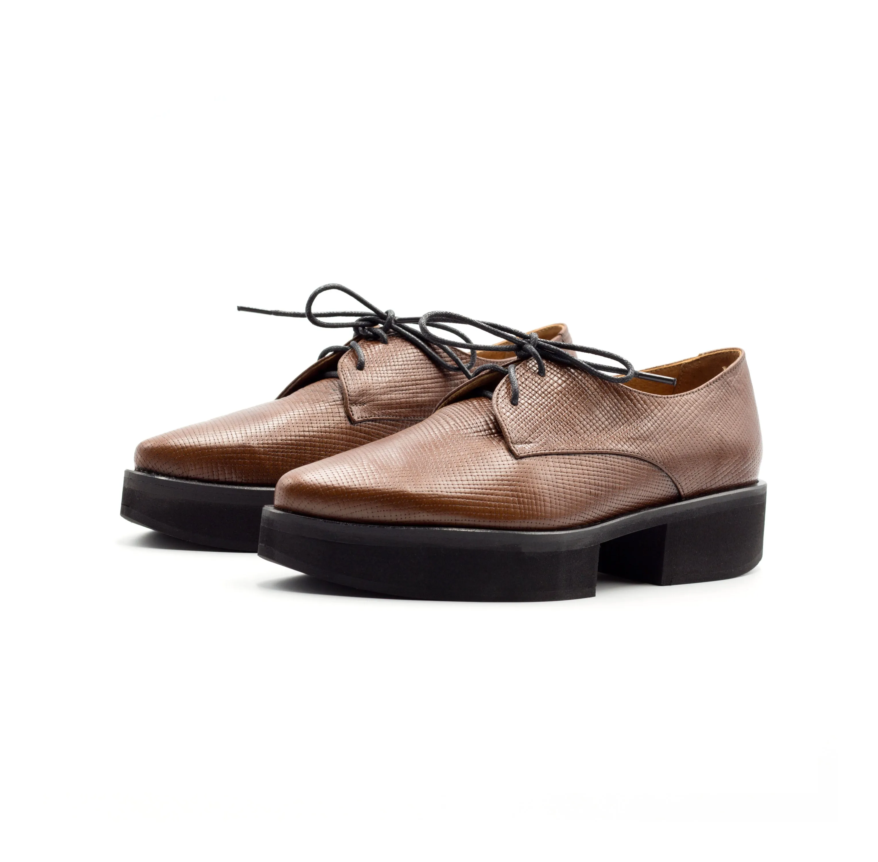 Stockholm - Brown leather platform shoes