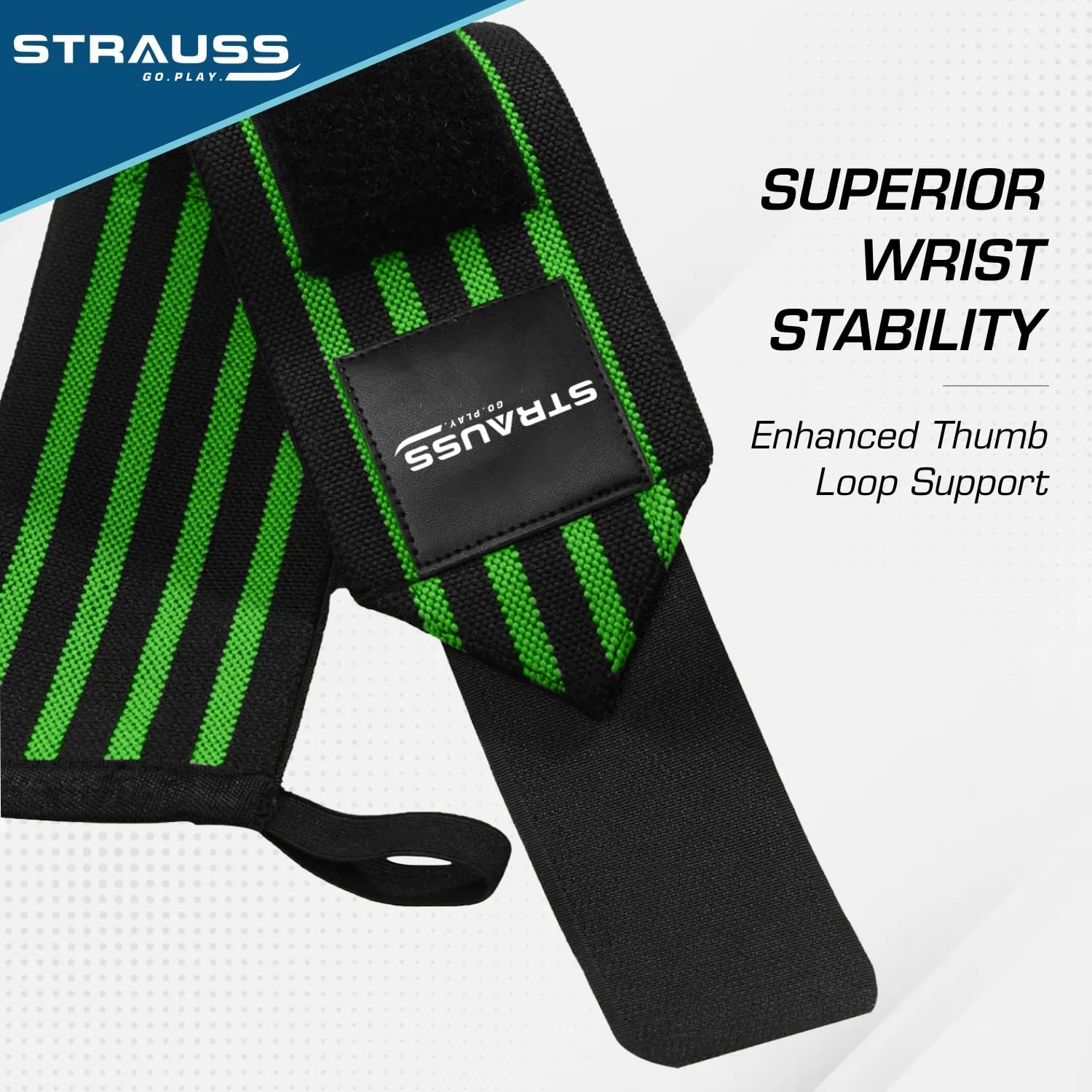 STRAUSS Cotton Wrist Support for Weightlifting |Wrist Band for Compression and Support|Adjustable Fitness Band for Gym & Sports |Ideal for Men and Women|Set of 2,(Green)