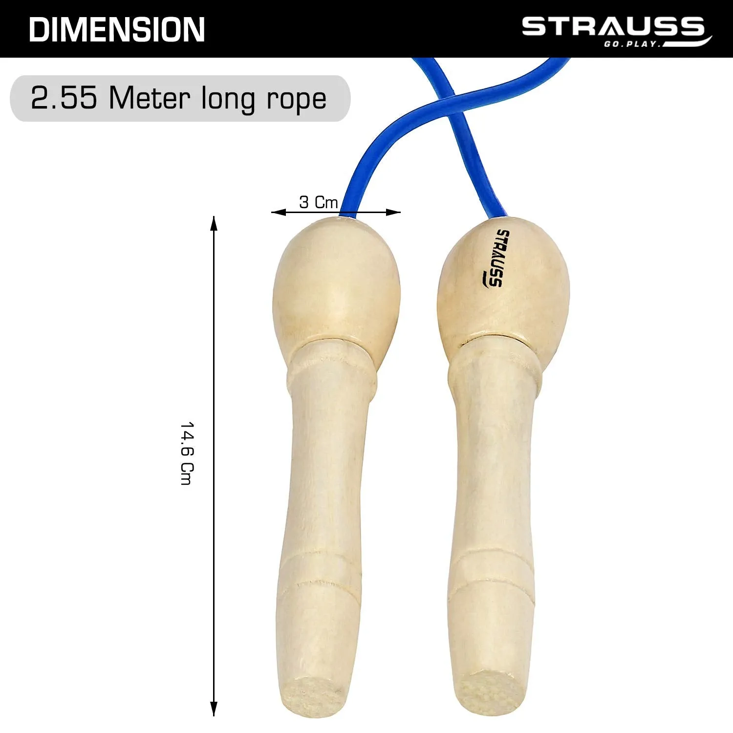 Strauss Wooden Skipping Rope, (Blue)