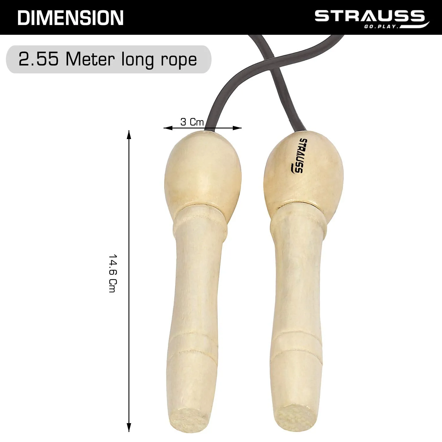 Strauss Wooden Skipping Rope, (Grey)