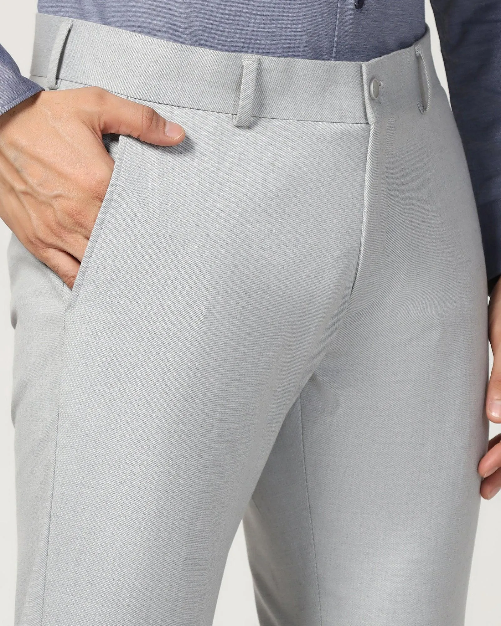 Super Slim Phoenix Formal Light Grey Solid Trouser - Hurricane