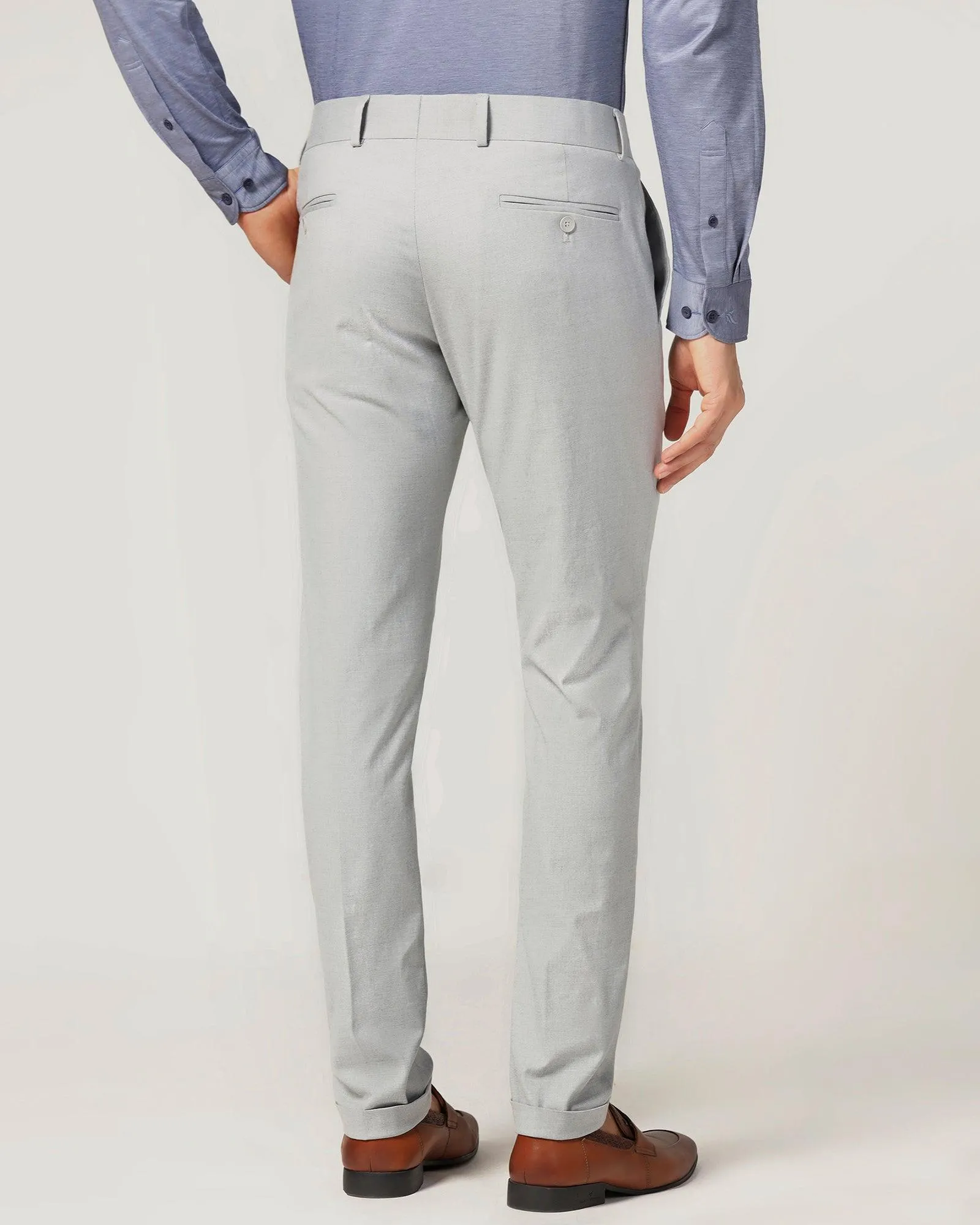 Super Slim Phoenix Formal Light Grey Solid Trouser - Hurricane