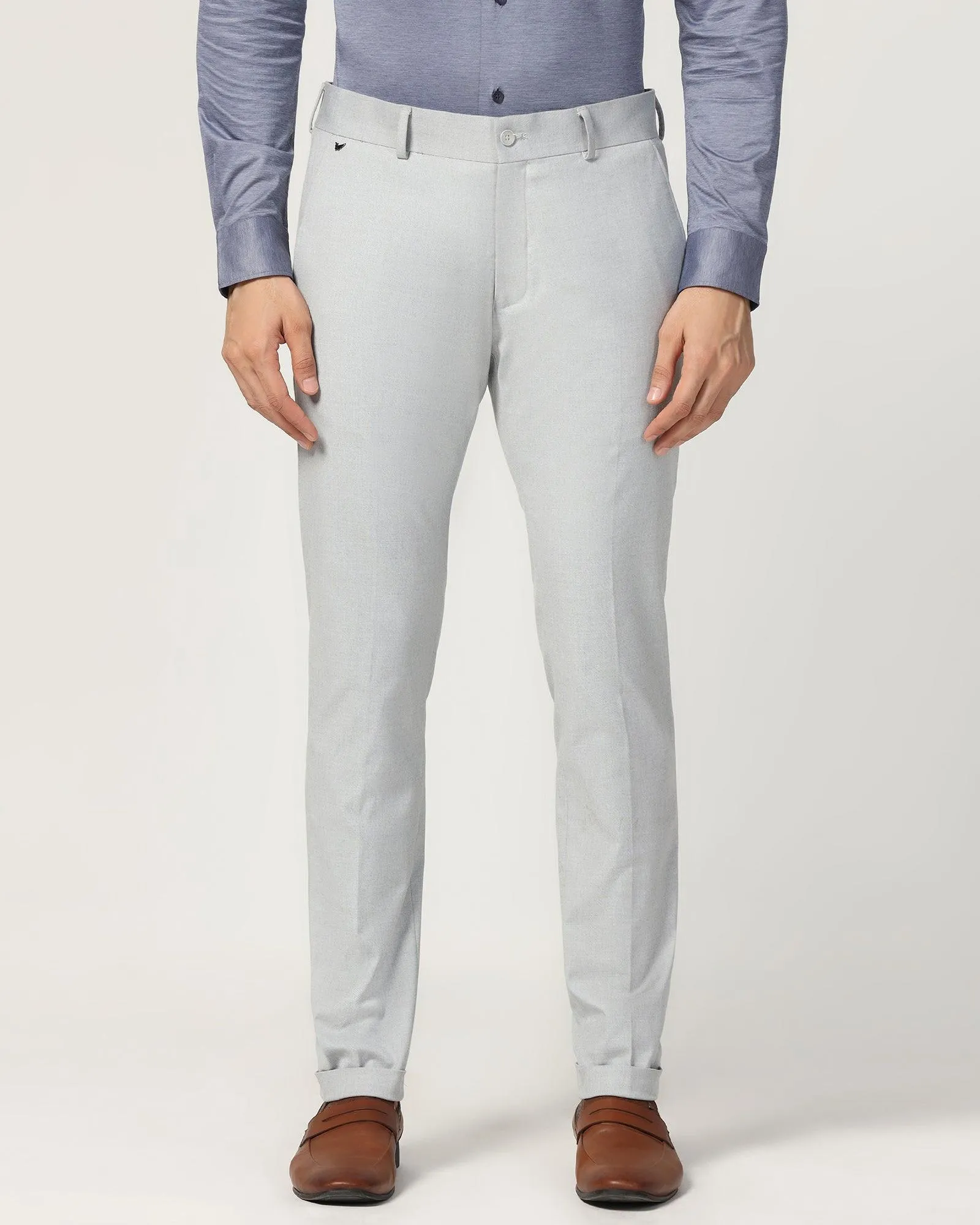 Super Slim Phoenix Formal Light Grey Solid Trouser - Hurricane