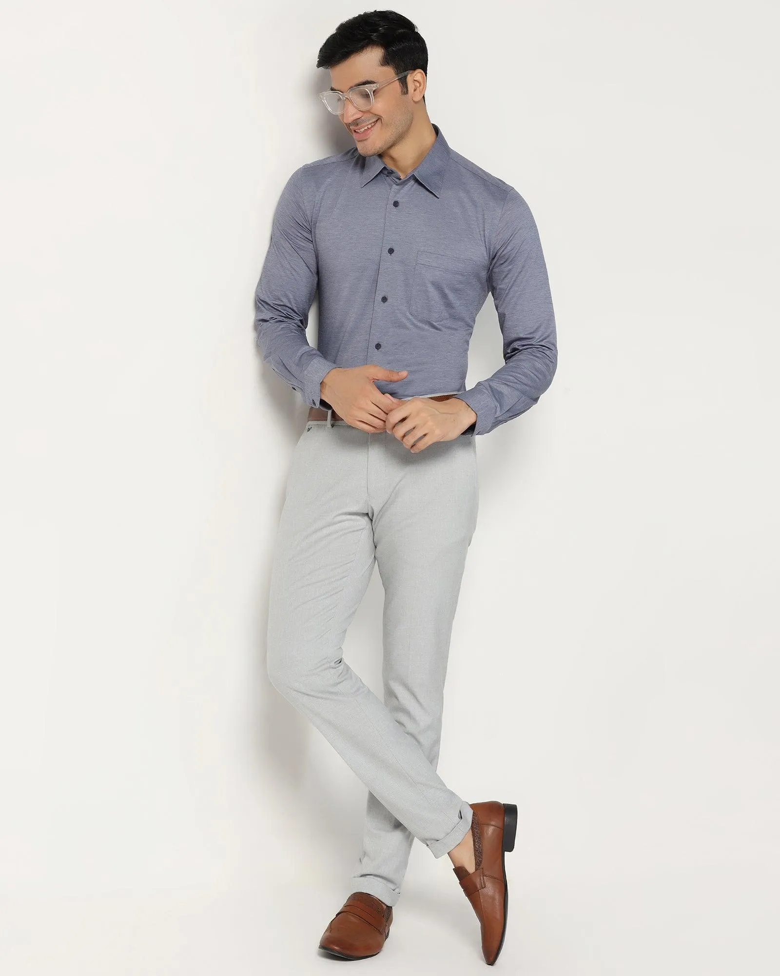 Super Slim Phoenix Formal Light Grey Solid Trouser - Hurricane