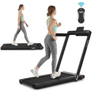 SuperFit 2.25HP 2 in 1 Dual Display Folding Treadmill Jogging Machine Silver