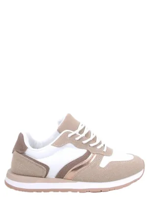 TEEK - Khaki White Gold Laced Sneakers