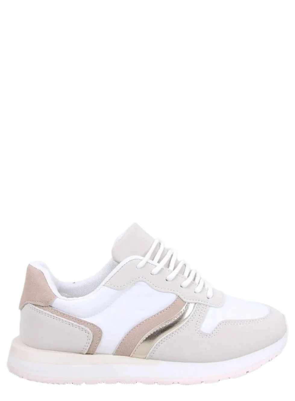 TEEK - White Beige Gold Laced Sneakers