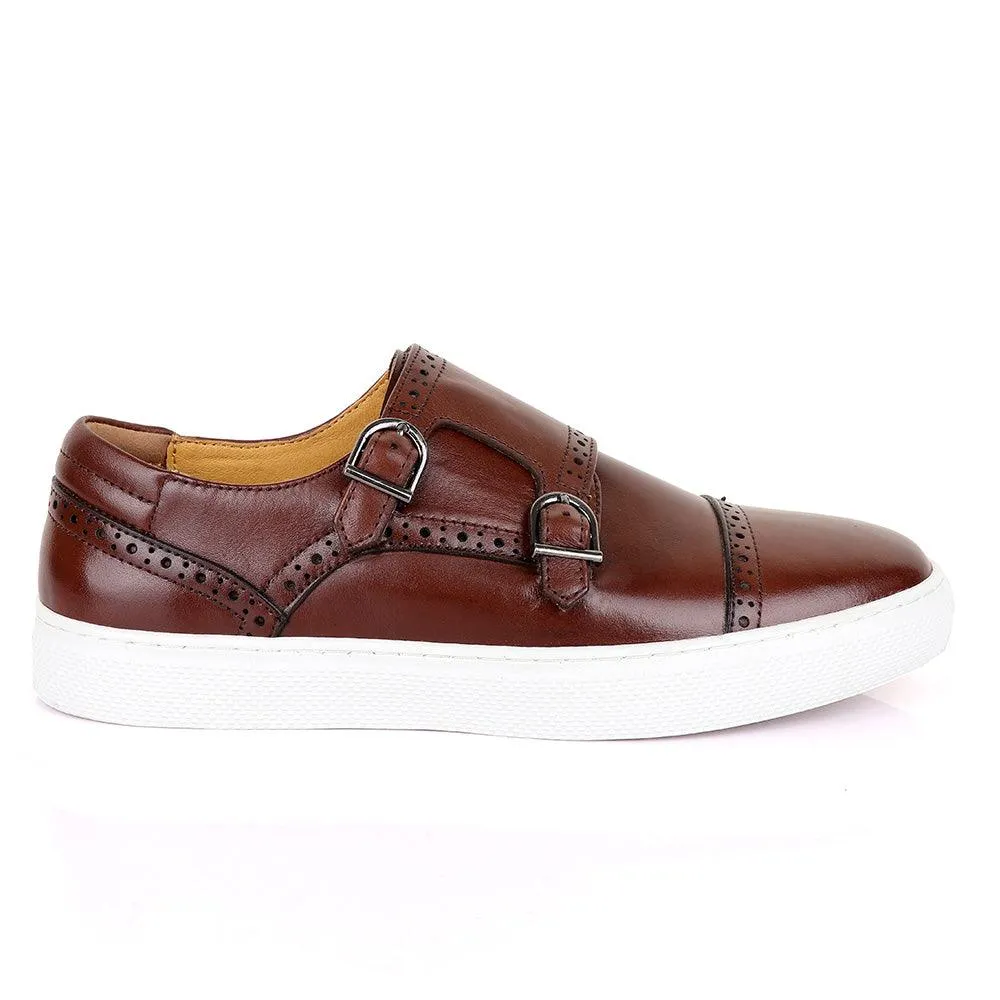 Terry Taylors Double Strap Brown Leather Sneaker Shoe