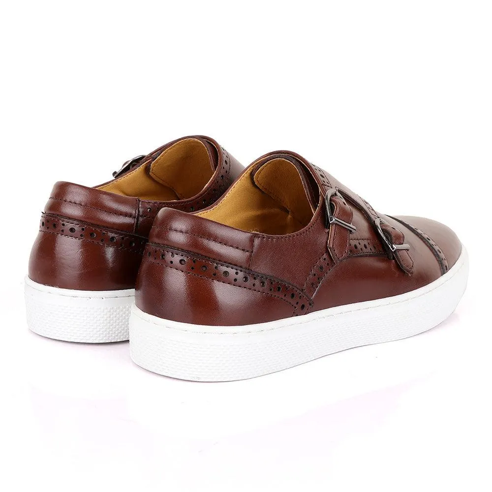 Terry Taylors Double Strap Brown Leather Sneaker Shoe