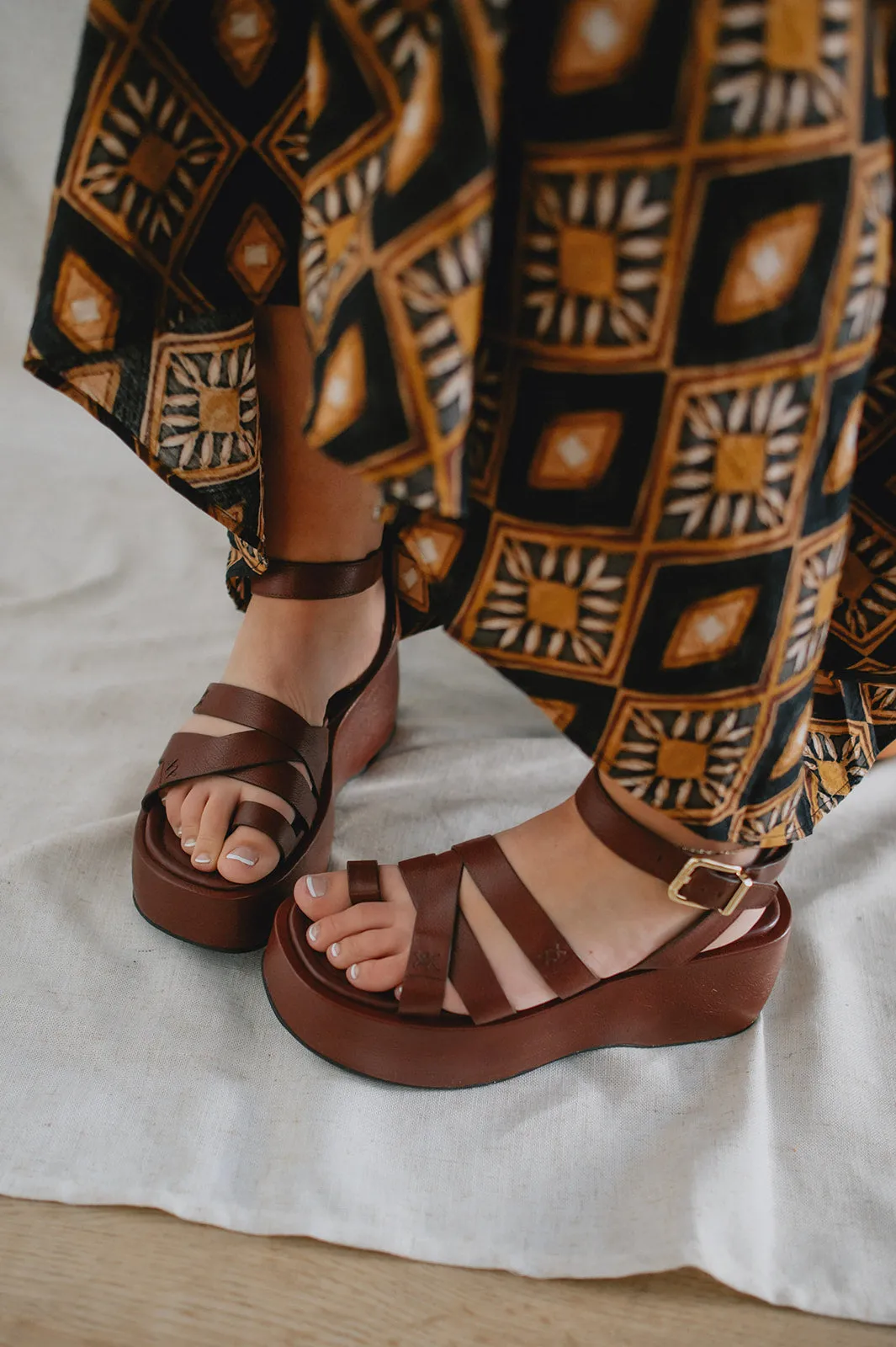 The Hazel Flatform Sandals by Free People - Coconut Shell