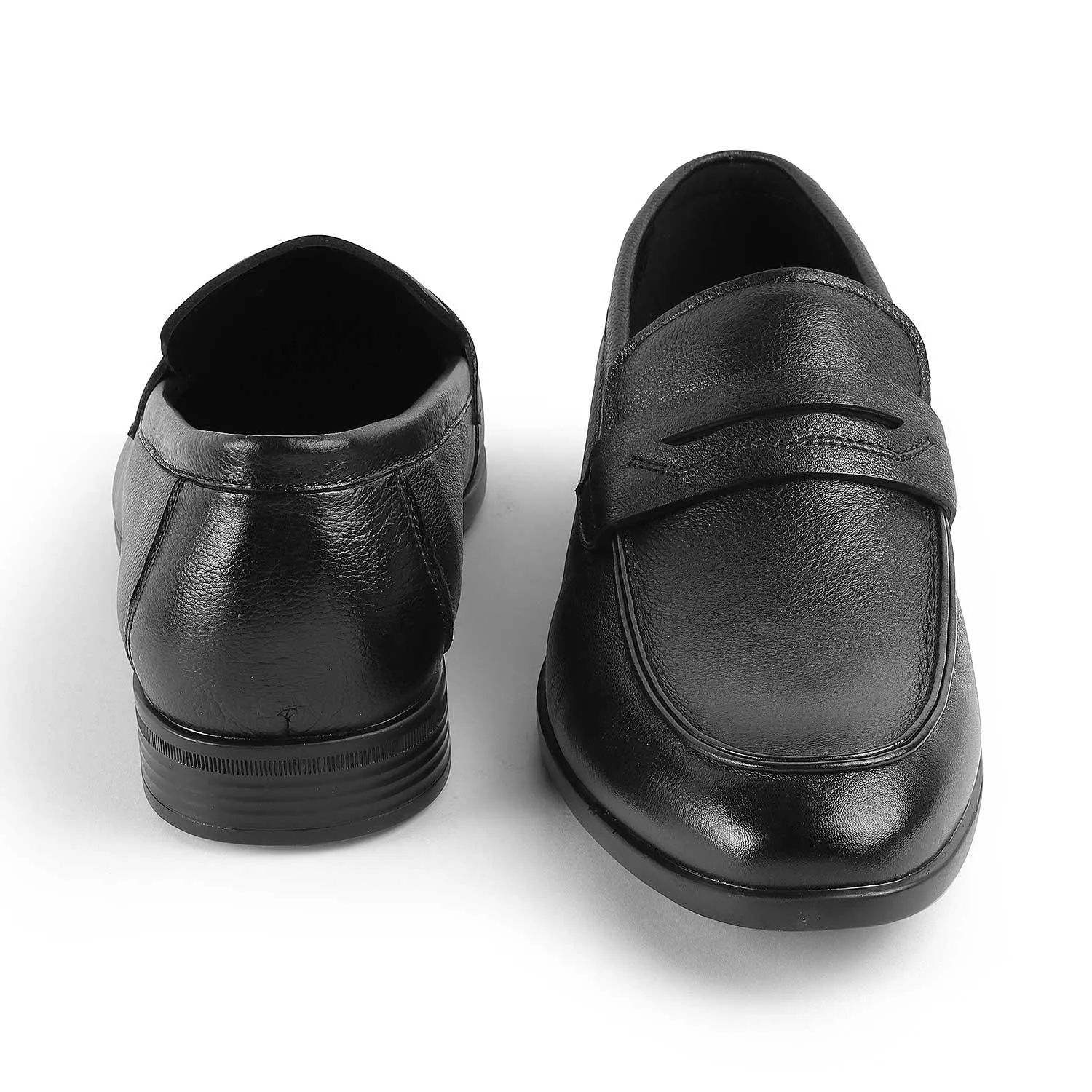 Tresmode Yesi Black Men's Leather Penny Loafers