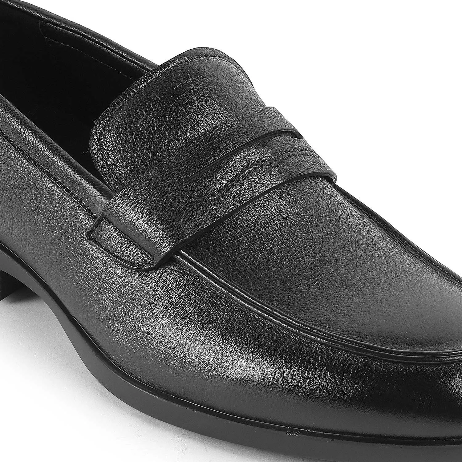 Tresmode Yesi Black Men's Leather Penny Loafers